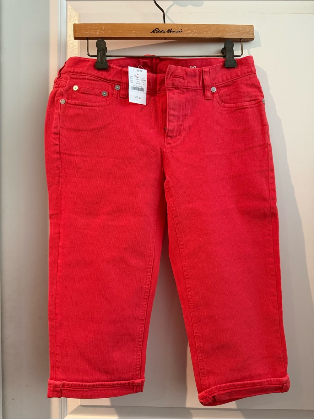 J. Crew Red Cropped Matchstick Jeans